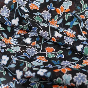 Customized Pure Silk Georgette Base Daisy Flower Printing for Garment