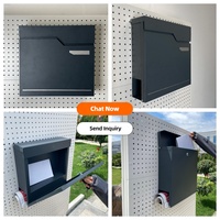 Boîte aux lettres murale aspect bois, en acier galvanisé, verrouillable, pour extérieur, avec couvercle anti-pluie et chaîne de sécurité