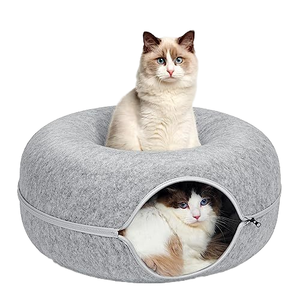 Vilten Kat <span class=keywords><strong>Tunnel</strong></span> Ronde Vorm Assembleren Huisdier Speeltunnel Voor Katten En Kittens Binnenshuis - Product Image 2