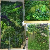 Dinding Tanaman Buatan Dekoratif untuk Pintu Toko, Papan Nama, 1m*1m, Dinding Rumput Plastik Hijau, Bunga Plastik