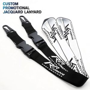 Corporate Gift Custom Logo Detachable Keychain <b>Lanyards</b> Metal Eagle Hook Wide Jacquard <b>Polyester</b> <b>Lanyard</b> - Product Image 1