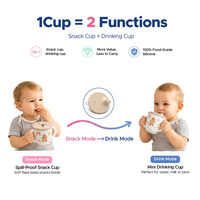 Gobelet d'apprentissage en silicone personnalisé OEM pour tout-petits avec 2 couvercles interchangeables (croix et paille) - Tasse d'alimentation de Noël