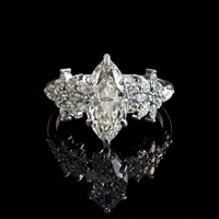 Bague de fiançailles et de mariage en diamant de laboratoire certifié IGI de 2,50 carats, taille marquise, pierres latérales florales, or blanc 14 carats, bague de mariée de luxe