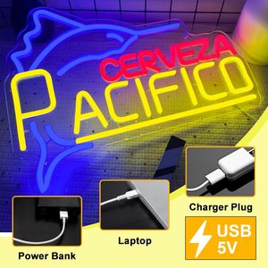 Letrero Luminoso LED Pacific Beer con Alimentación USB, Luz Ambiental Decorativa para Escaparates, Entradas, Indicador de Calle, 5V - Product Image 1