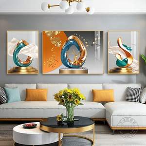 Nordic lusso decorativo moderno astratto 3 pannelli cristallo porcellana fiore soggiorno pittura murale decorativa wall art <span class=keywords><strong>l</strong></span> - Product Image 4