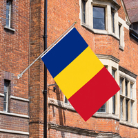 Vente en gros de drapeaux roumains en polyester 68D/100D de 3x5ft Personnaliser toutes les nations expédition rapide Fournisseur fiable livraison rapide
