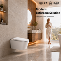 WC intelligent avec bidet mural allongé, siphon en P, auto-nettoyant, commande vocale, capteur de pied, siège chauffant, sans réservoir, en céramique