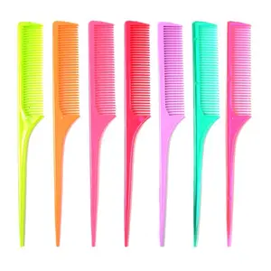 Wholesale Custom Thicken Plastic Teasing Comb Salon Hairdressing Comb Multicolor Rat Tail Comb For Home
