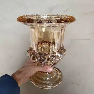Creative Wine Glass European-Style Thickened High-Legged Transparent Glass Vase Base Vase Crystal Desktop Handicraft Decoration