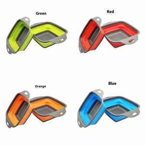 Panier égouttoir pliable carré en silicone pour fruits et légumes, passoire de lavage, panier pliable en plastique - Product Image 5