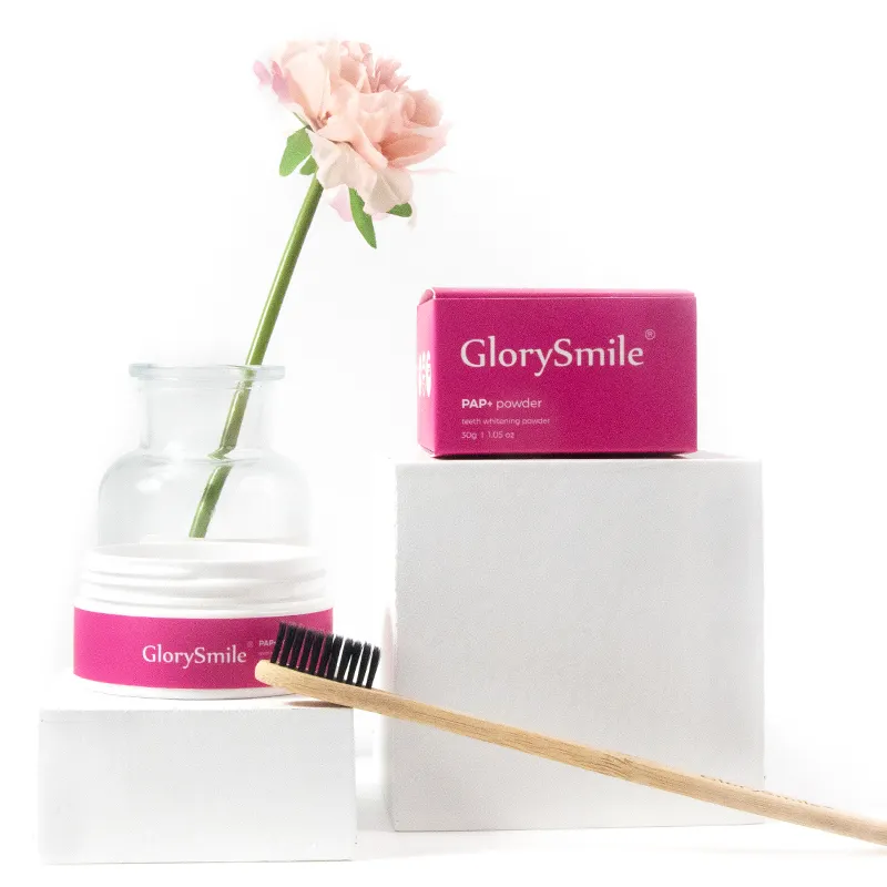 GlorySmile blanchiment des dents professionnel, soins buccaux sans fluor naturel, poudre dentaire