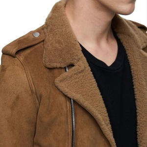 Nouveautés - Mode d'hiver - Veste bomber en cuir et fourrure de mouton pour homme - Veste de motard élégante pour l'extérieur - Vêtements pour homme personnalisés de Guangzhou - Product Image 5