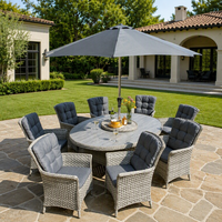 Ensemble de salle à manger d'extérieur 6 places, table ovale en polyrotin, mobilier de jardin pour terrasse et cour