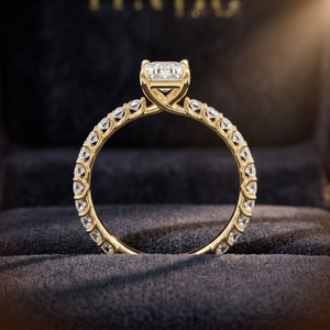 IGI Certified <b>Emerald</b> Cut Lab Grown Diamond <b>Ring</b> with Round Side Diamonds 10K 14K 18K Gold 925 935 <b>Silver</b> - Product Image 3