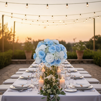 Arreglo de Rosas y Hortensias Artificiales de Seda Blanca y Rosa Personalizado, Grandes Bolas de Flores Románticas para Centros de Mesa de Boda y Decoraciones