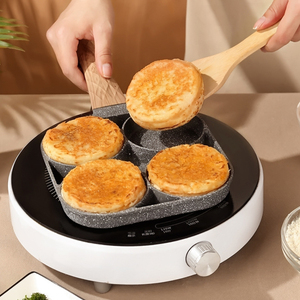 Venta al por mayor mejor desayuno sartén de aluminio sin BPA 4 agujeros sartén para huevos panqueque antiadherente hamburguesa sartén para huevos 4 agujeros sartenes panci - Product Image 2