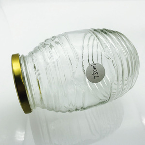 Ong thủy tinh hình mật ong <span class=keywords><strong>Jar</strong></span> với kim loại Twist-off cap 100ml/200ml/350ml/750ml cho đường lưu trữ - Product Image 4