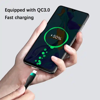 Penjualan terlaris baru 66W QC3.0 pengisian Transfer 2in1 480Mbps suhu konstan pengisian cepat nilon kepang kabel USB mikro tipe-c