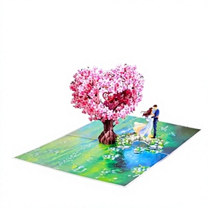 Tarjeta de Felicitación 3D Pop-Up, Árbol del Amor en Forma de Corazón, Escena Romántica de Pareja de Novios, Manualidad en Papel, Regalo - Product Image 1