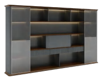 Ensemble de bureau pour la maison moderne CEO Spanish Art Style noyer réglable avec détails en cuir brossé