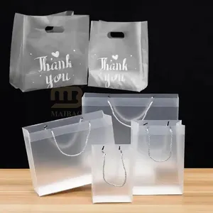 Saco plástico transparente transparente para presente de compras em PVC biodegradável, com impressão ecológica e logotipo personalizado, 15 tamanhos, reutilizável, à prova d'água e transparente