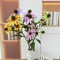 Bunga Meja Artifisial Bunga Echinacea Sutra Bunga Krisan Artifisial Dekorasi Pernikahan