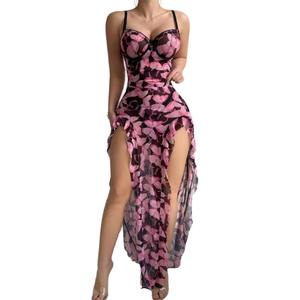 Ensemble Robe de Soirée Sexy Femme 2026 avec Imprimé Papillon, Dentelle et Détails Creux, Bodys en Tissu Tissé et <span class=keywords><strong>Jupe</strong></span> Longue - Product Image 5