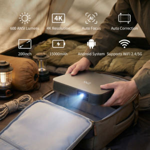 Nuevo Proyector S5 DLP con Enfoque Automático <span class=keywords><strong>y</strong></span> Corrección Trapezoidal, Resolución 1920x1080P, 600ANSI Lúmenes, Mini Proyector Portátil para Juegos al Aire Libre, Películas 3D <span class=keywords><strong>y</strong></span> 4K - Product Image 4