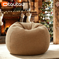 OTAUTAU Housse de pouf inclinable moderne en tissu gaufré sans rembourrage, chaise pouf de sol, ottoman, mobilier sans cadre DD010