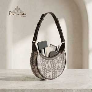 Sac à bandoulière artisanal en forme de croissant, sac hobo imprimé au bloc, sac à bandoulière bohème, sac à main quotidien, fournisseur en gros, export Inde - Product Image 5