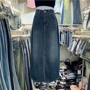 Falda Maxi Vaquera de <span class=keywords><strong>Mujer</strong></span> con Bolsillos, de Cintura Alta, Estilo A-Line, Elástica y a la Moda, Venta al por Mayor - Product Image 6