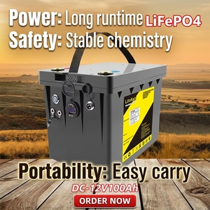 Paket Baterai Lithium Iron Phosphate 12V 100Ah Isi Ulang dengan Stabilitas Tinggi untuk Peralatan Pasokan Daya Reguler - Product Image 1