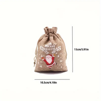 Sac cadeau de Noël en toile de jute avec cordon de serrage, pochette de rangement, sac anti-poussière en jute avec cordon, durable, personnalisable avec logo