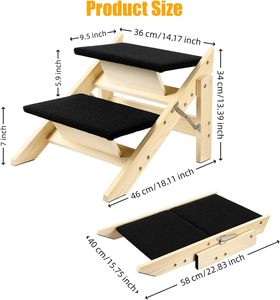 <span class=keywords><strong>Escalier</strong></span>/Rampe pliable <span class=keywords><strong>pour</strong></span> <span class=keywords><strong>chien</strong></span> avec 2 <span class=keywords><strong>marches</strong></span>, <span class=keywords><strong>escalier</strong></span> <span class=keywords><strong>pour</strong></span> animaux de compagnie durable <span class=keywords><strong>pour</strong></span> chiens de petite/moyenne/grande taille, noir (pas d'assemblage requis) - Product Image 2