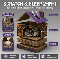 Maison pour chat d'Halloween personnalisée, grande, style gothique, en carton, lit pour chat, griffoir, maison pour chat pliable, décoration d'Halloween