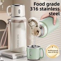 JM Tasse Thermos Isotherme en Acier Inoxydable 316 à Affichage de Température Simple, Haute Valeur Esthétique, pour Femmes, Usage Domestique et Étudiants