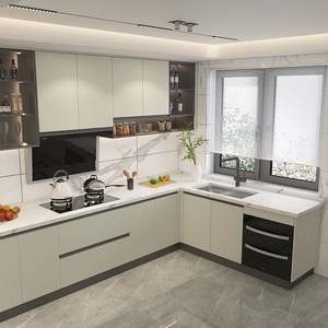 Ensemble complet d'armoires de cuisine de qualité hôtelière 5 étoiles avec comptoirs en acier inoxydable Solutions de stockage commerciales - Product Image 4