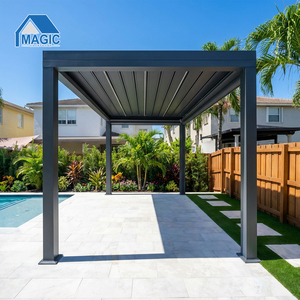 Pergola extérieure en aluminium à toit à persiennes réglables sur mesure pour <span class=keywords><strong>jardin</strong></span>, patio, cour, terrasse - Product Image 3