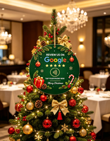 Étiquette NFC ronde personnalisée pour avis Google de Noël – Appuyez sur votre téléphone pour laisser un avis – Étiquette suspendue pour entreprises