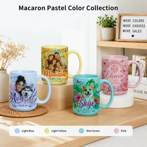 Taza de Cerámica Sublimable de 15 oz, Color Verde Menta, Azul Claro, Amarillo, Rosa, Personalizable, para Café, Macaron, Pastel - Product Image 2