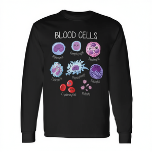 Camiseta de manga larga con tipos de células sanguíneas para hematólogos, patólogos y científicos de laboratorio - Product Image 2