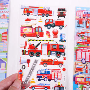 Feuille d'autocollants de dessin animé en mousse 3D pour enfants, feuille d'autocollants gonflables amovibles pour garçons, voiture, camion, camion, <span class=keywords><strong>taxi</strong></span>, train - Product Image 6