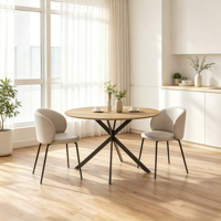 Belle table de salle à manger en bois naturel, ronde, durable, de haute qualité, moderne et écologique, avec pieds en métal