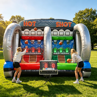 Jeu de tir au basket gonflable 2-en-1 avec système IPS, jeu sportif interactif gonflable d'extérieur pour événements festifs et location