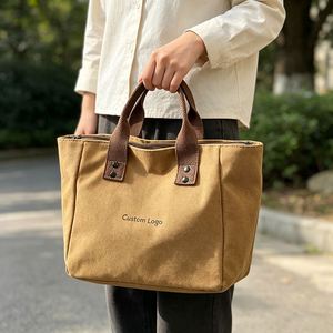 Eco Friendly Reusable Zipper Closure Letter Pattern <b>Medium</b> Size Canvas for Daily Commute Shopping Custom Logo Canvas <b>Tote</b> <b>Bag</b> - Product Image 3