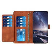 Étui en cuir PU effet peau en stock avec fente pour iPhone tous modèles, étui de téléphone portefeuille de luxe pour Samsung S26 pour modèle Android