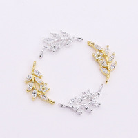 Pendentif double anneau feuille en argent sterling 925 bracelet/collier incrusté de branches et de feuilles de zircon petit pendentif