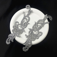 Applique de dentelle brodée de luxe faite à la main avec strass en cristal AB à coudre pour robe de mariée, accessoires de bricolage