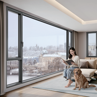 Fenêtres à battants en aluminium à double vitrage trempé, anti-buée et anti-humidité, à double ouverture vers l'intérieur, pour villa moderne