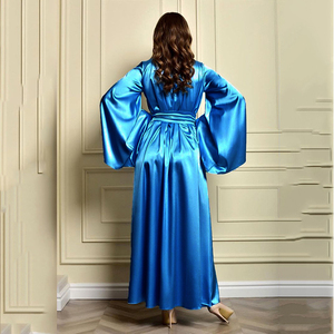 Abito da donna Sexy in seta satinata tinta unita pigiama da sposa lungo fino al polpaccio abito <span class=keywords><strong>Homewear</strong></span> - Product Image 2